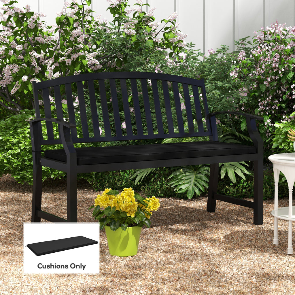 2-Seater Patio Bench Cushion Outdoor Seat Swing Replacement Pad with Zipper Cover, Ties for Patio, Garden, Black