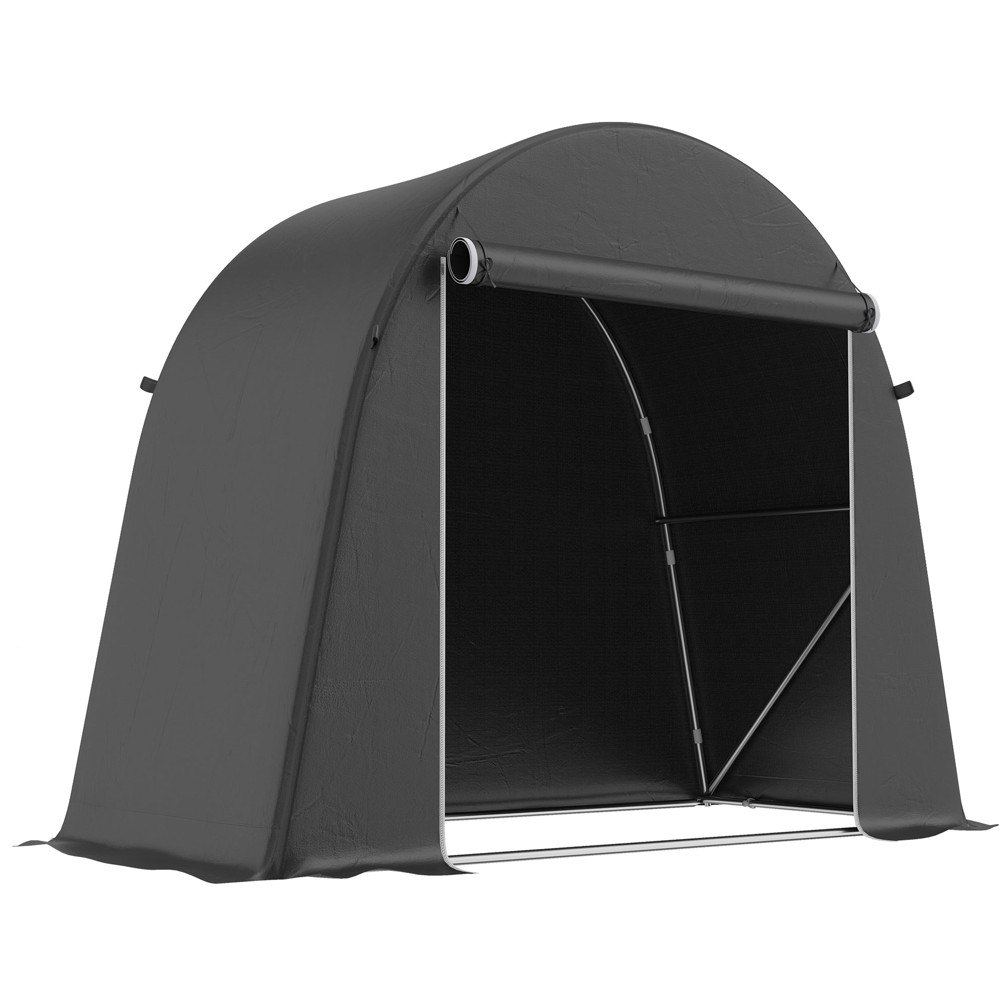 8' x 4' Portable Shed, Waterproof Bike Tent with Roll-up Zipper Door and Galvanised Metal Frame for Bike, Garden Tools