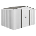 9.1' x 6.4' x 6.3' Garden Storage Shed w/ Foundation Kit Metal Tool Storage House w/ Double Doors Silver