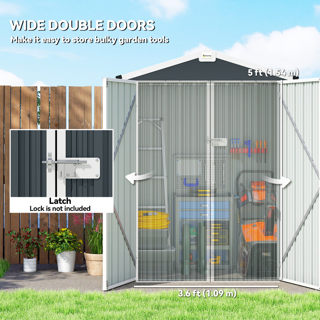 4.4' x 3' Outdoor Storage Shed with Double Doors, Metal Garden Shed for Backyard Patio