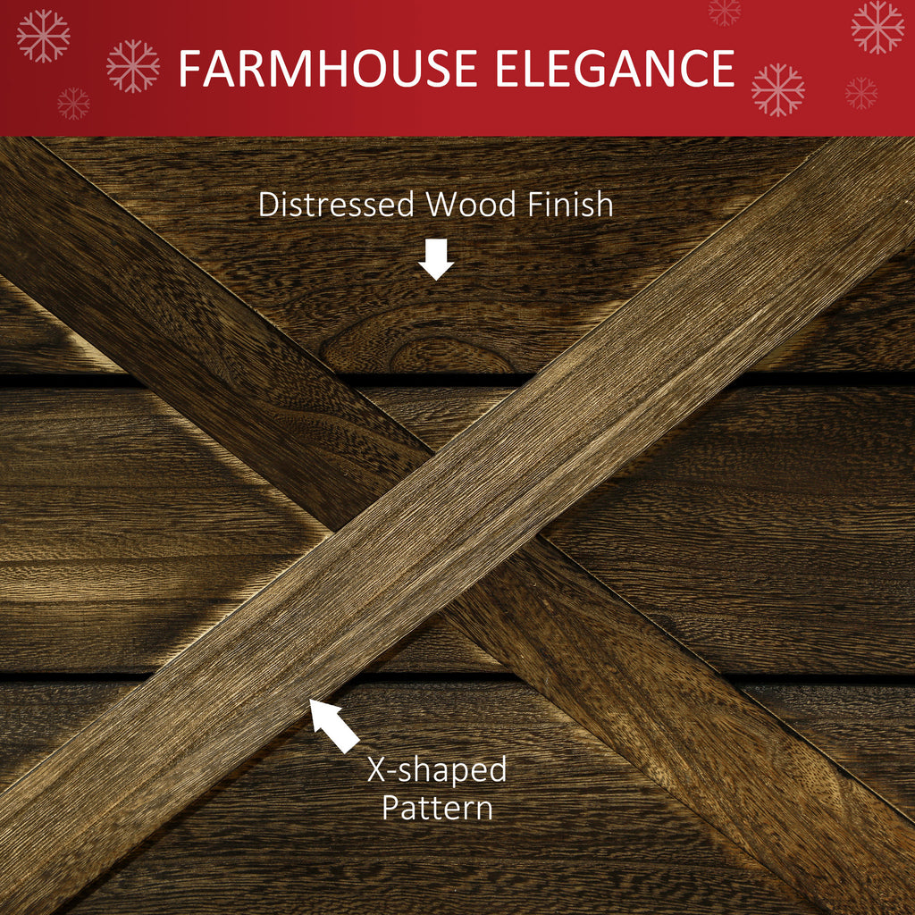 28" Farmhouse Christmas Tree Base Cover Wooden Christmas Tree Collar Box Home Decoration Dark Distressed Wood Finish
