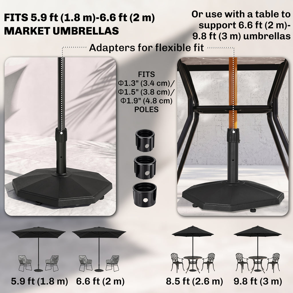 48lbs Concrete Square Patio Umbrella Base Weight, Outdoor Umbrella Stand Holder for Lawn, Deck, Backyard, Garden, Black