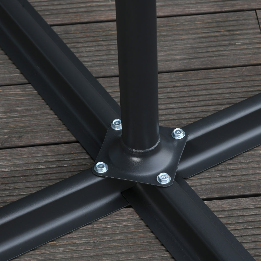9.7ft Offset Patio UmbrellaCantilever Parasol with Crank Handle, 8 Ribs and Cross Base for Outdoor, Sun Shade, Black