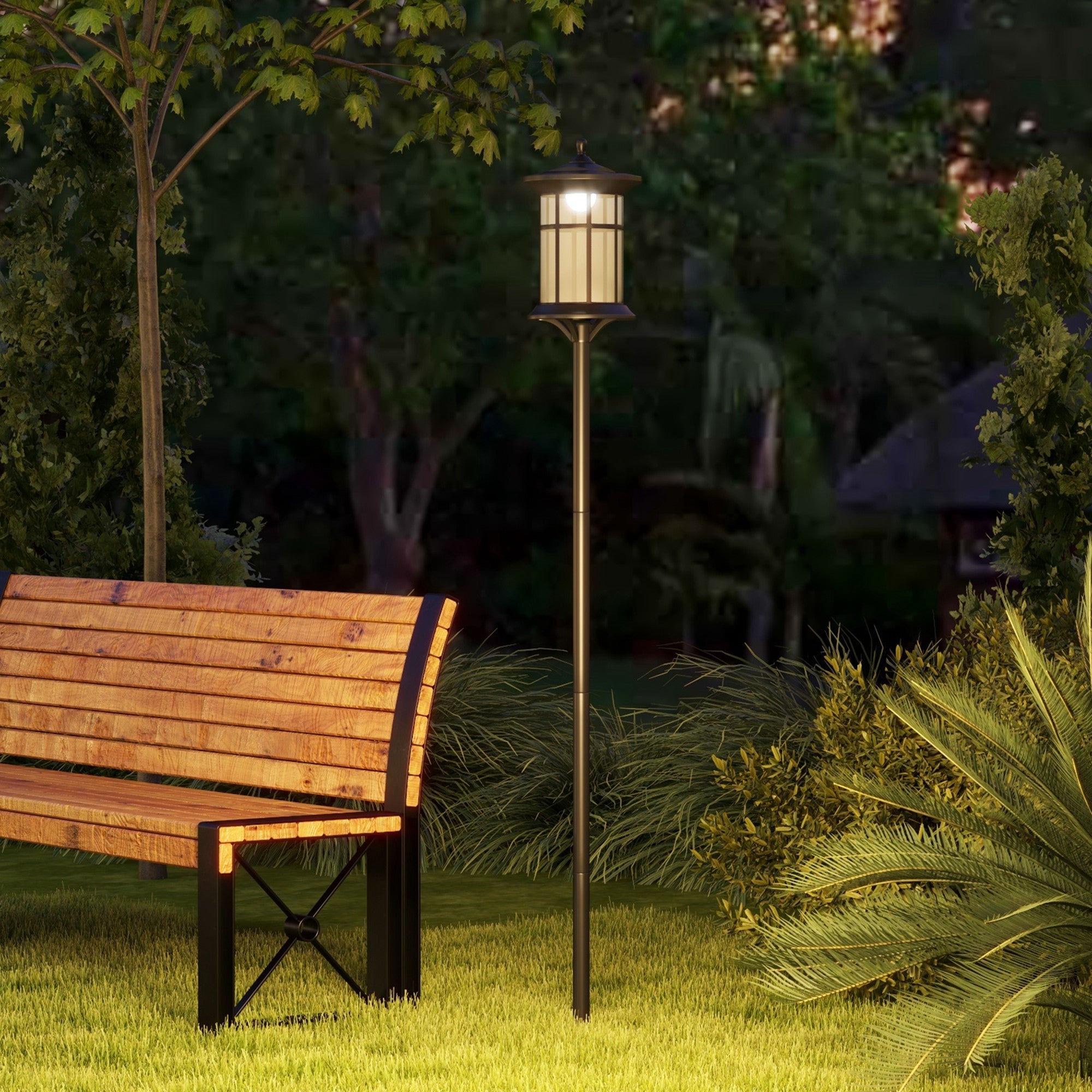 72" Solar Post Light, Cool White LED Outdoor Lamp, Waterproof IP44 for Patio, Garden, Backyard, Pathway