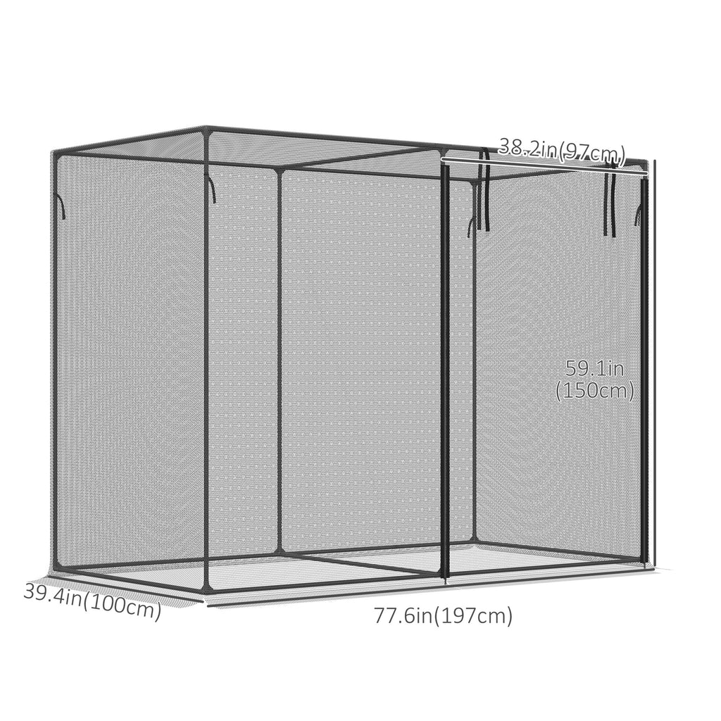 6.5 x 3.3ft Crop Cage, Garden Plant Protector with Single Zippered Door, Storage Bag and Ground Stakes, Black