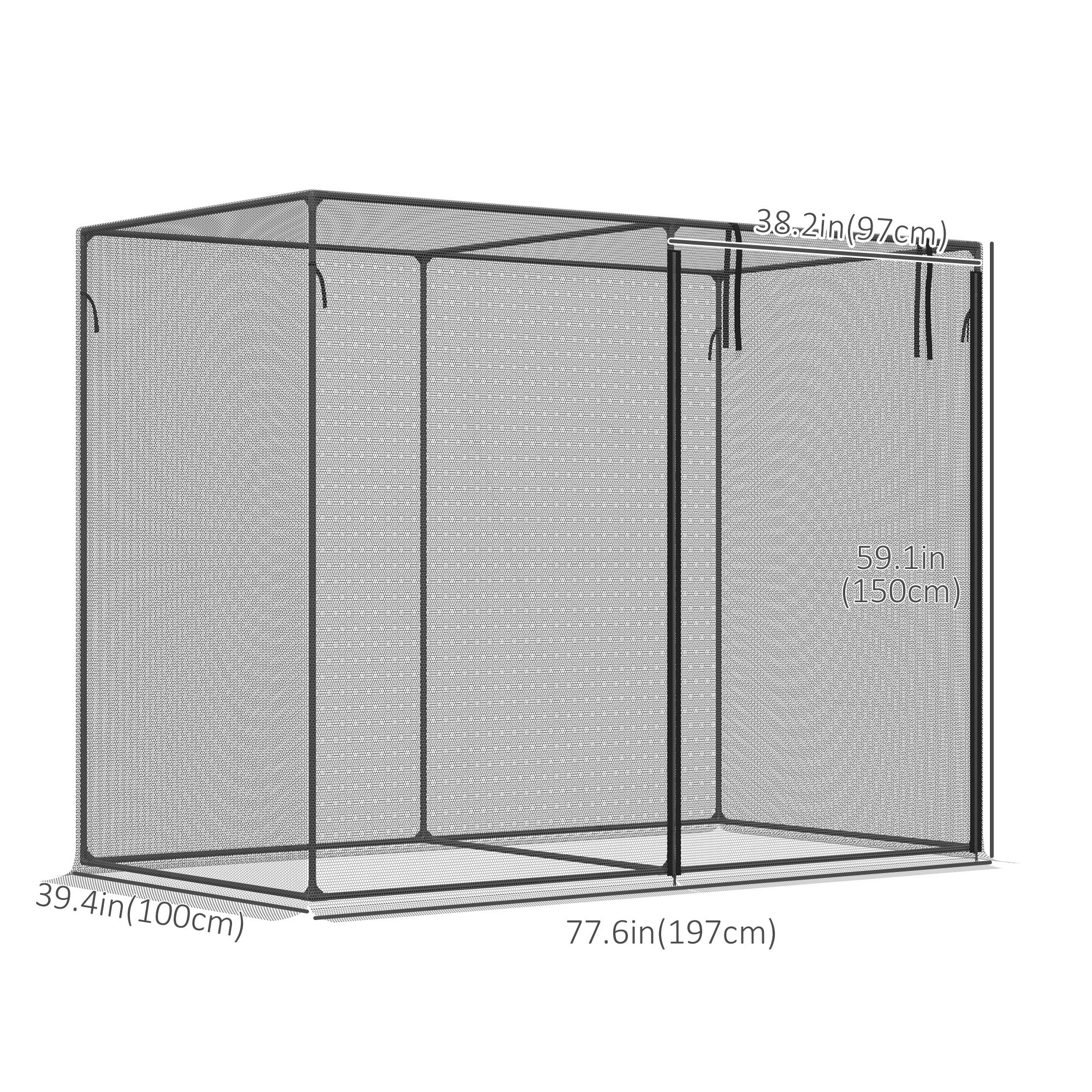 6.5 x 3.3ft Crop Cage, Garden Plant Protector with Single Zippered Door, Storage Bag and Ground Stakes, Black