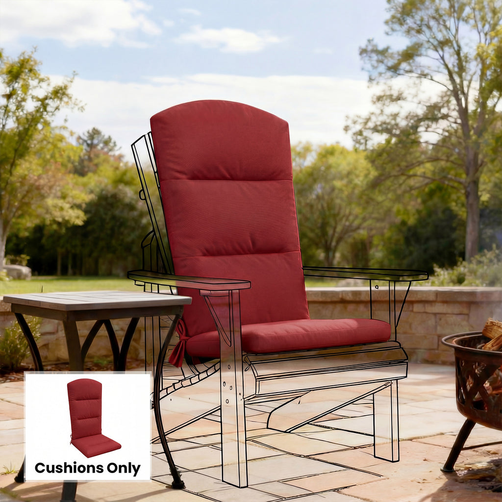 Patio Chair Cushions for Adirondack Chair Replacement Cushions with Back and Ties, Wine Red