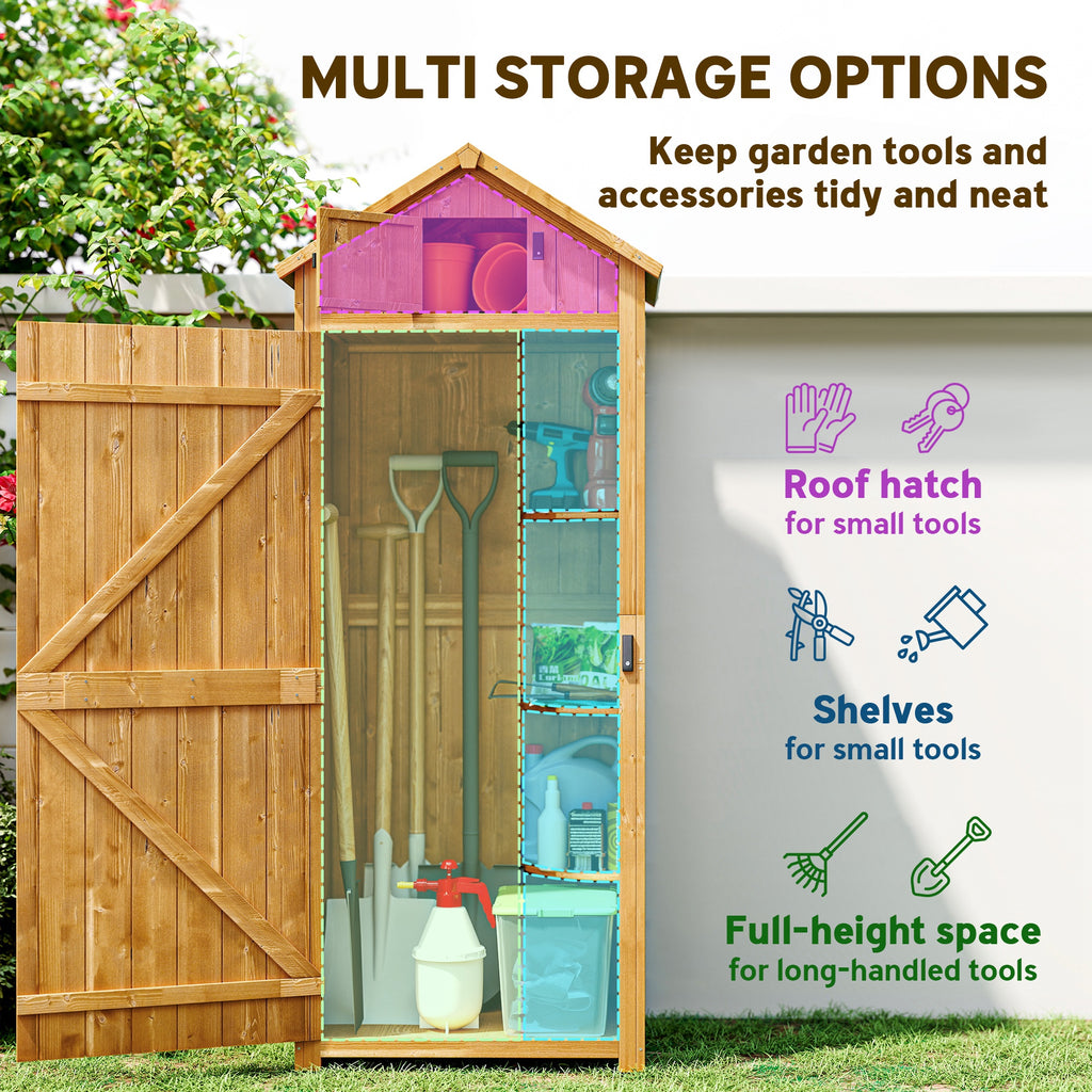 30" x 21" x 71" Garden Storage Shed, Outdoor Tool Utility Storage House  with 3 Tier Shelves and Roof, Brown