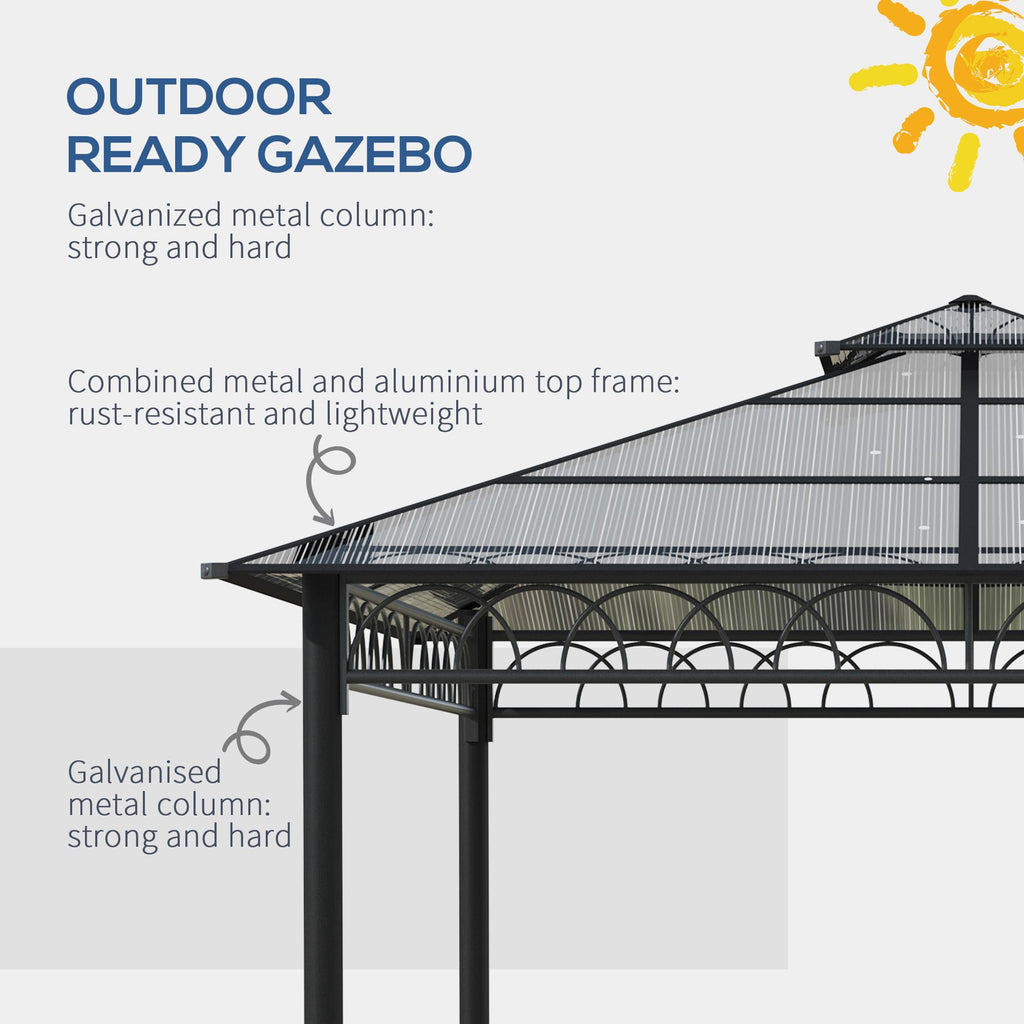 10' x 10' OutdoorÂ Hardtop Gazebo Canopy w/Â Double PC Roof, Steel Frame, Nettings,Â Curtains forÂ GardenÂ LawnÂ Deck, Khaki