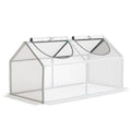 Portable Mini Tunnel Greenhouse Garden Warm House with 2 Windows Steel Frame PE Cover, 47" x 24" x 24", White