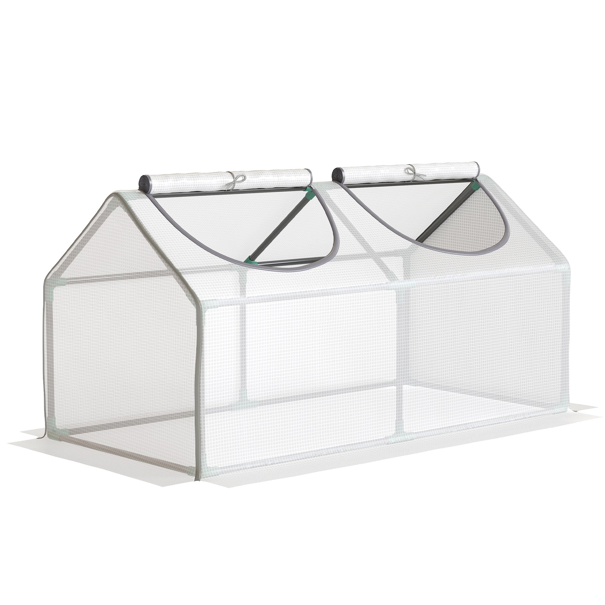 Portable Mini Tunnel Greenhouse Garden Warm House with 2 Windows Steel Frame PE Cover, 47" x 24" x 24", White