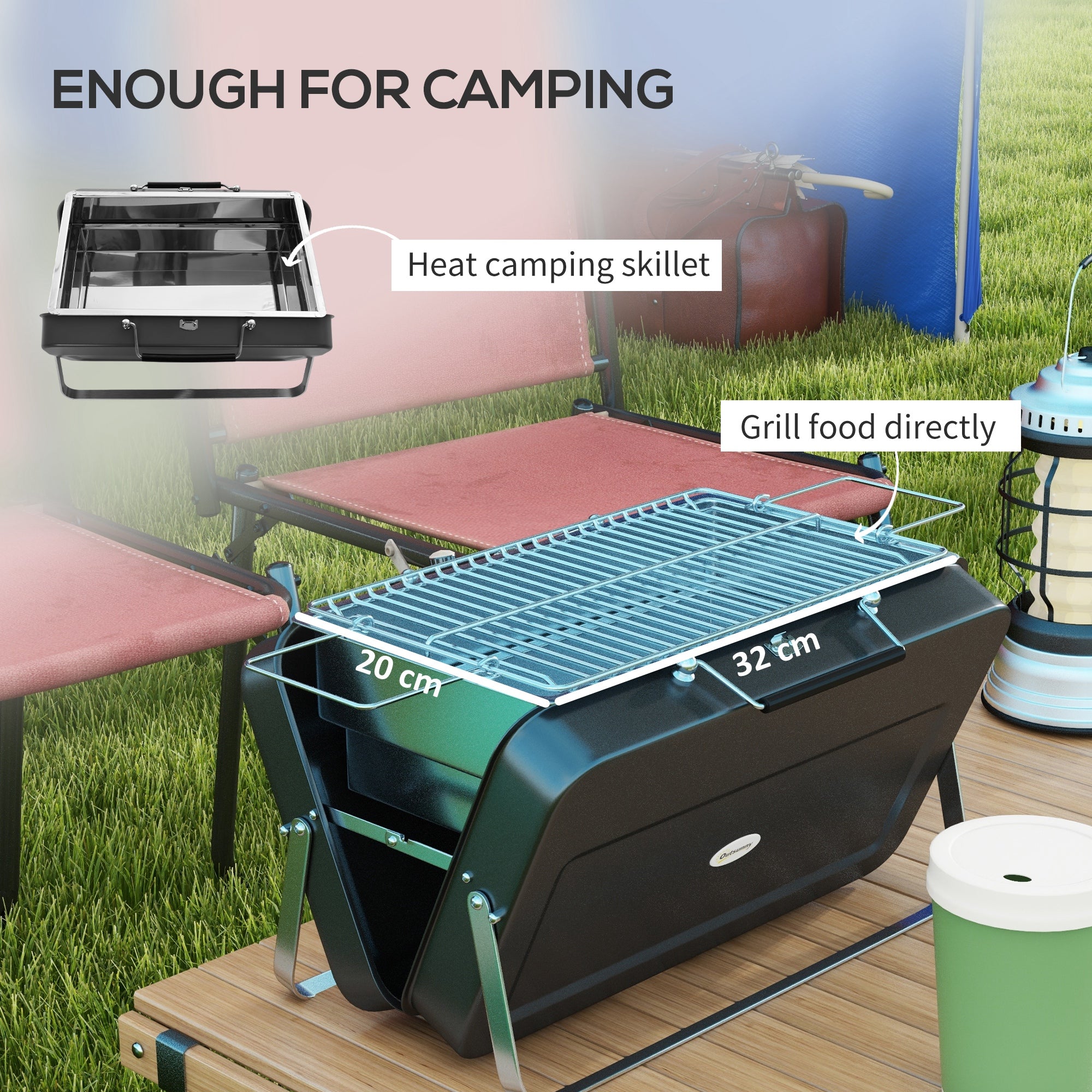 Metal Suitable-Style Portable BBQ Grill - Black