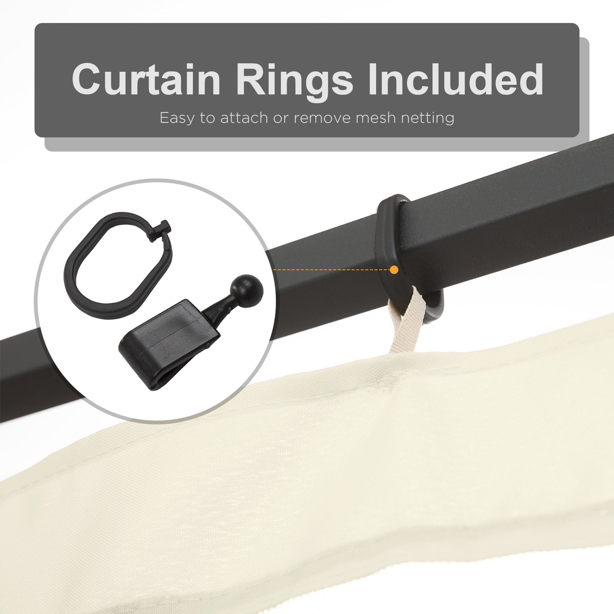 Replacement Mosquito Netting for Gazebo 12' x 12' Black Screen Walls for Canopy with Zippers for Parties and Outdoor Activities, Cream White