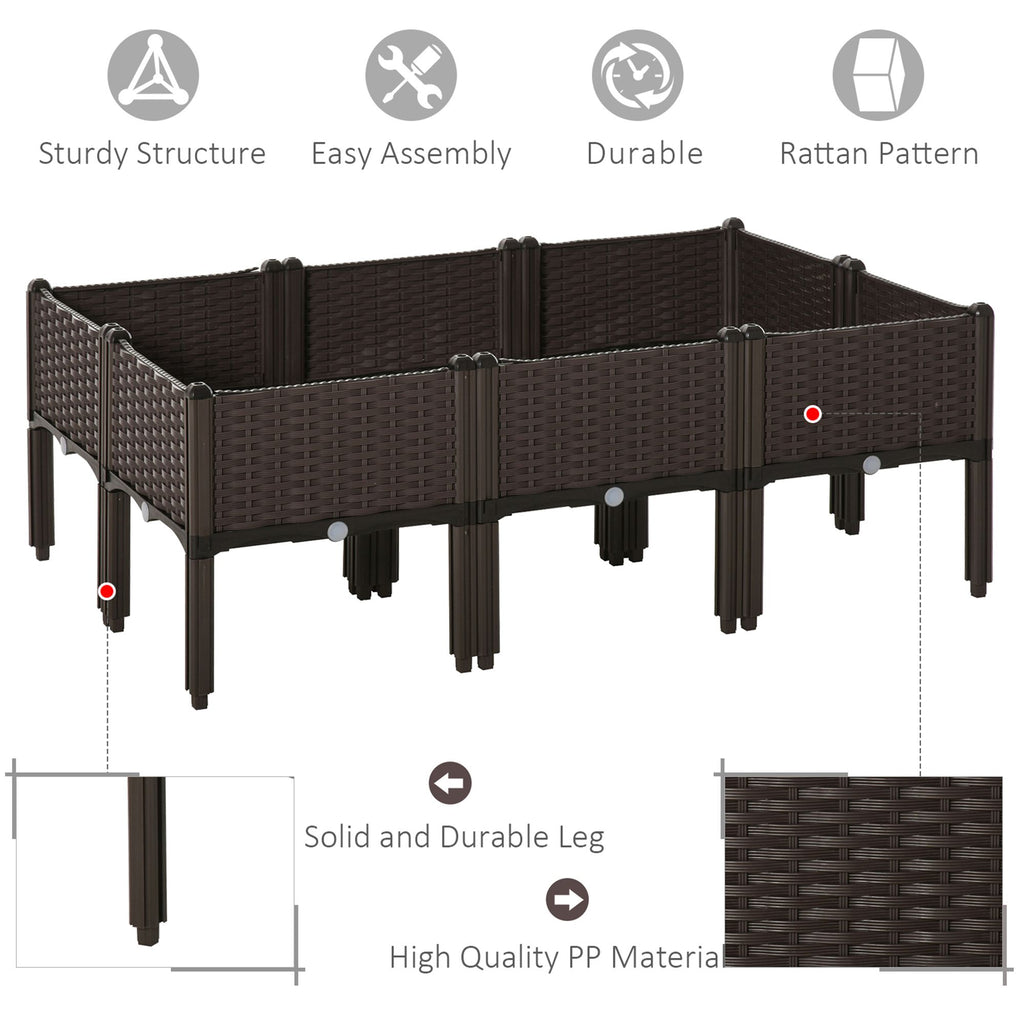 6-piece Raised Garden Bed PP Raised Flower Bed Plant Stand Stackable Vegetable Herb Grow Box