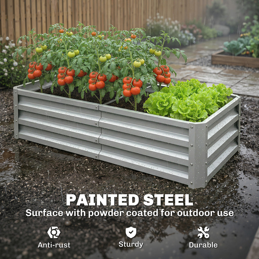 Galvanized Raised Garden Bed, Outdoor Planter Box for Vegetables, Flowers, Herbs, 4' x 2' x 1', Silver
