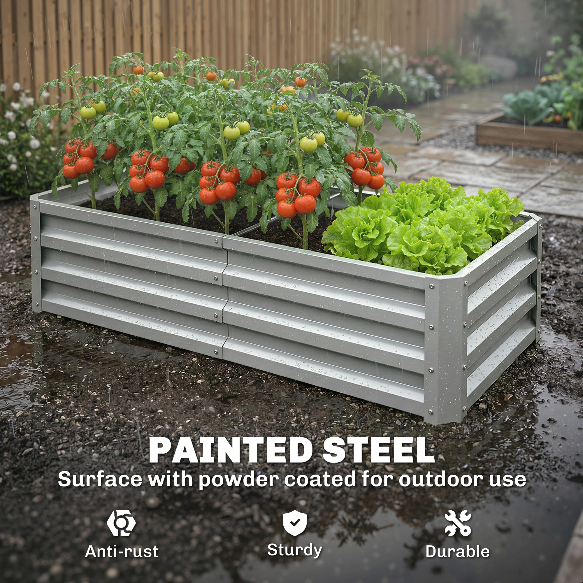 Galvanized Raised Garden Bed, Outdoor Planter Box for Vegetables, Flowers, Herbs, 4' x 2' x 1', Silver