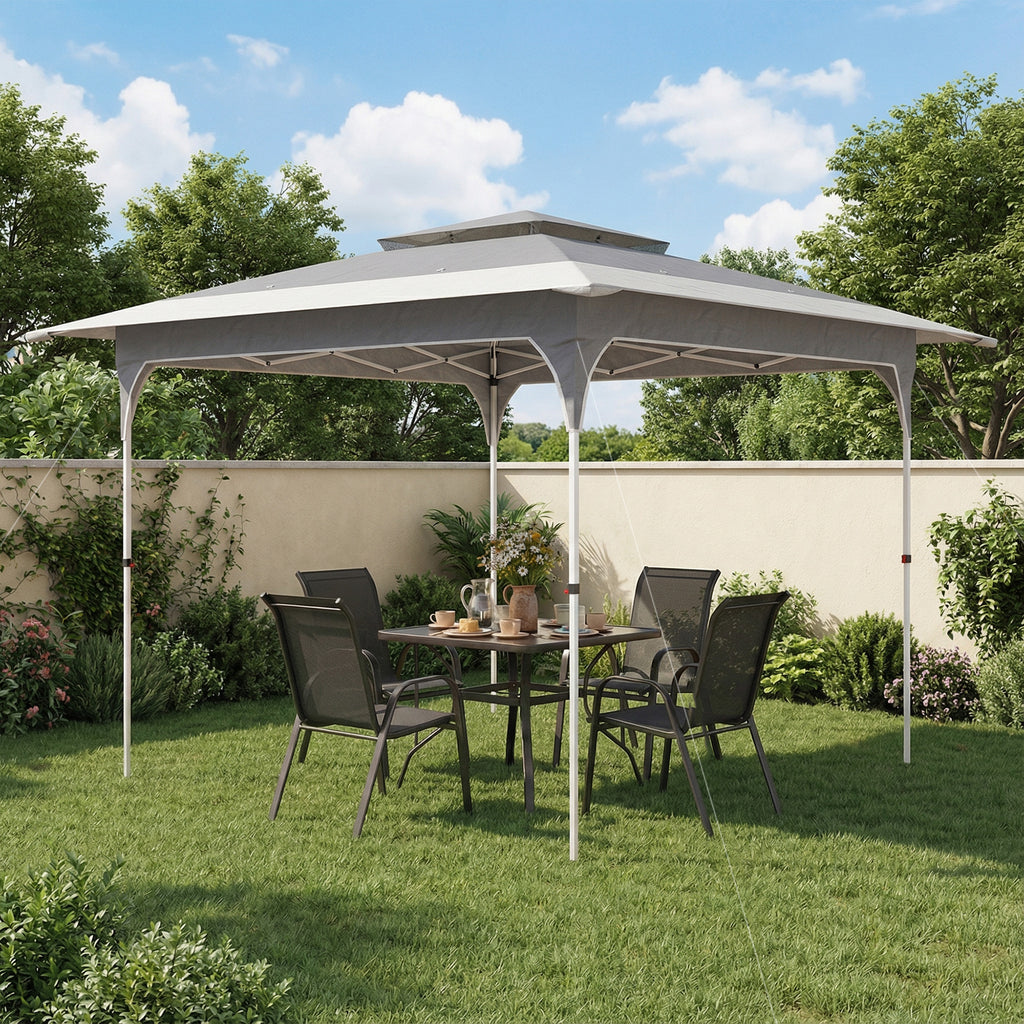 11.5 x 11.5 ft Pop Up Canopy Tent with 1-Button Push Easy Setup, UPF 50+ 2-Tier Instant Canopy with Carry Bag, Dark Grey