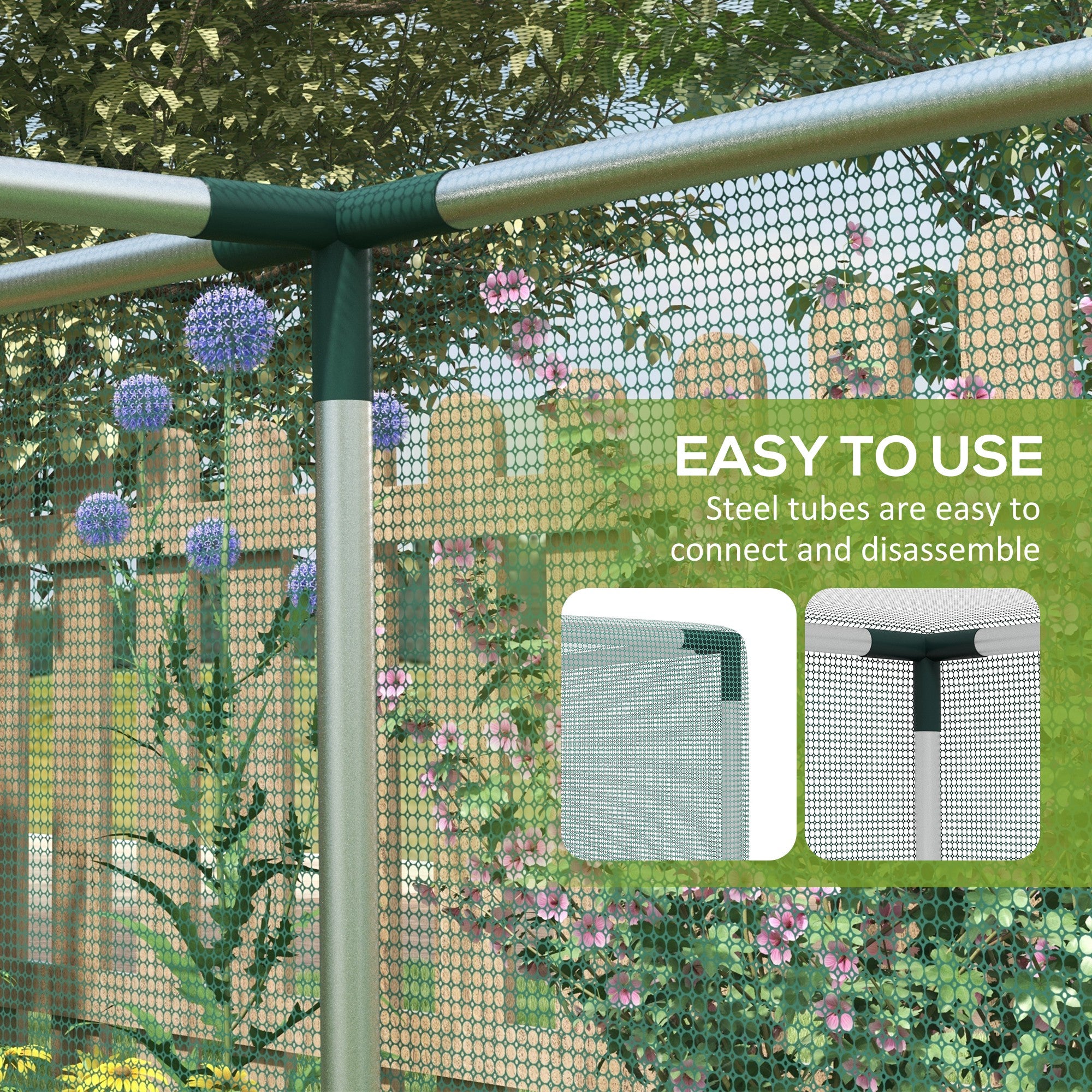 Galvanized Steel Crop Cage, Plant Protection Tent with Zippered Door, 8' x 4', Green