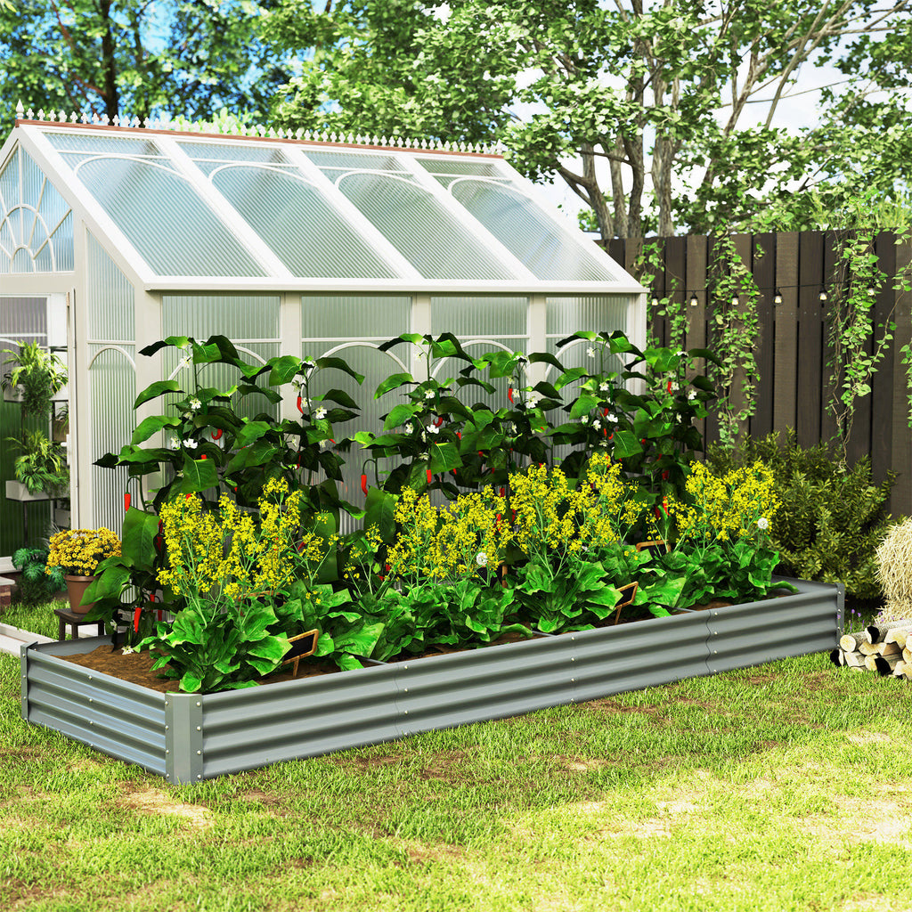 12 x 4 x 1ft Galvanized Raised Garden Bed, Reinforced Outdoor Planter Box with Open Bottom, Silver