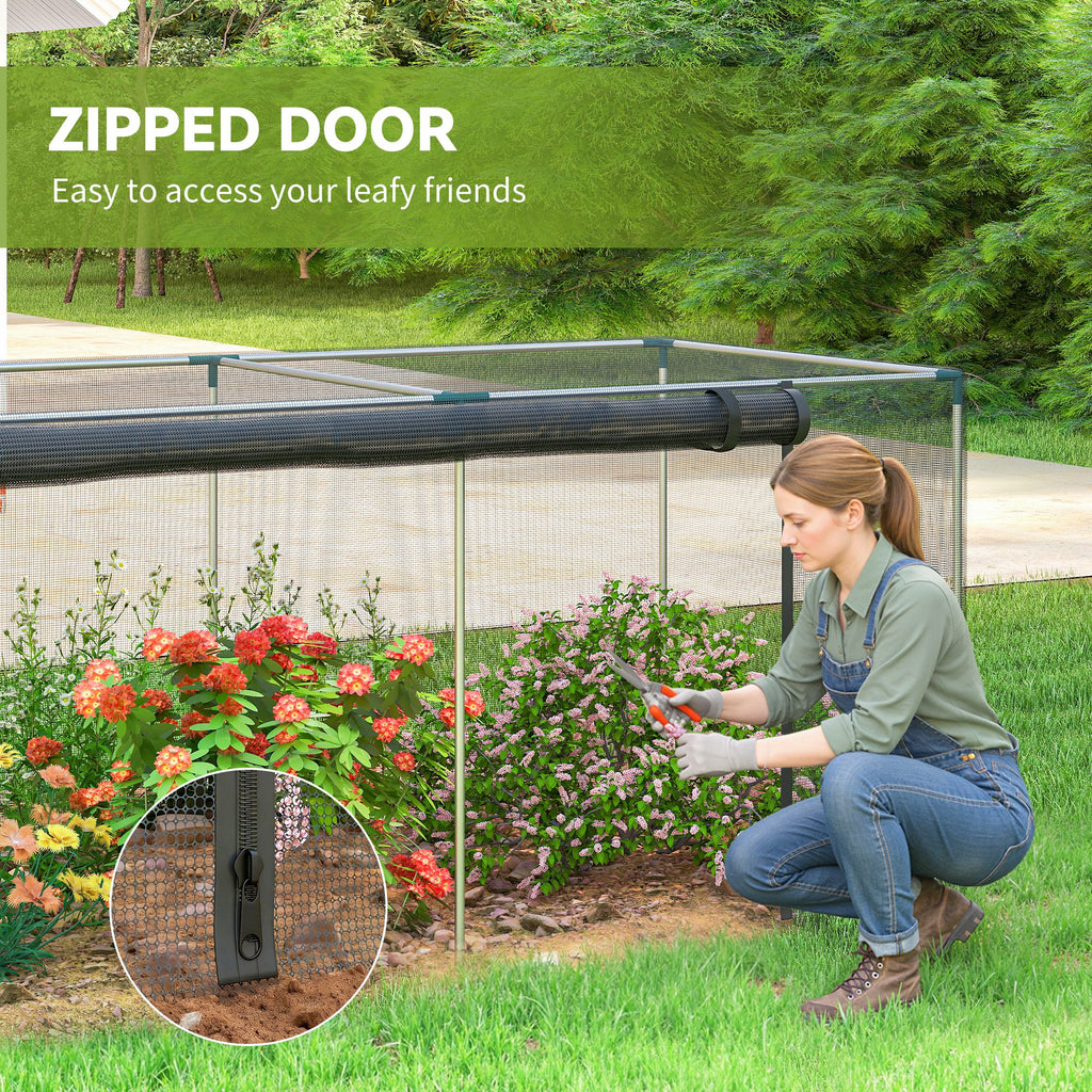 Galvanized Steel Crop Cage, Plant Protection Tent with Zippered Door, 12' x 4', Black