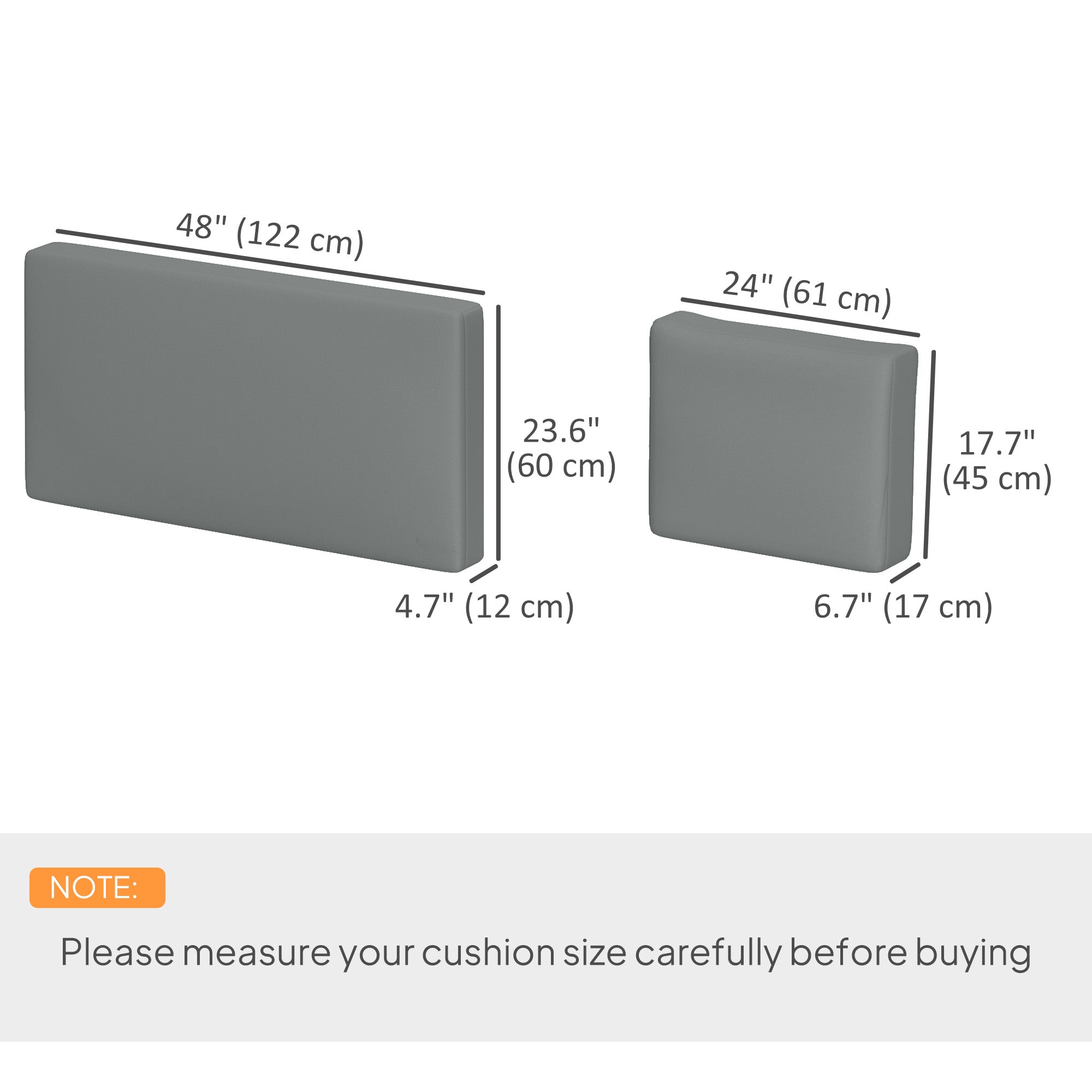 2 Seater 5" Thick Outdoor Seat Cushions with 7" Backrest, Loveseat Outdoor Furniture Cushions, Fade-Resistant Replacement Patio Cushions for Indoor Outdoor, Light Grey
