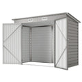 8 x 4FT Galvanized Garden Storage Shed, Metal Outdoor Shed with Double Doors and 2 Vents, Light Grey