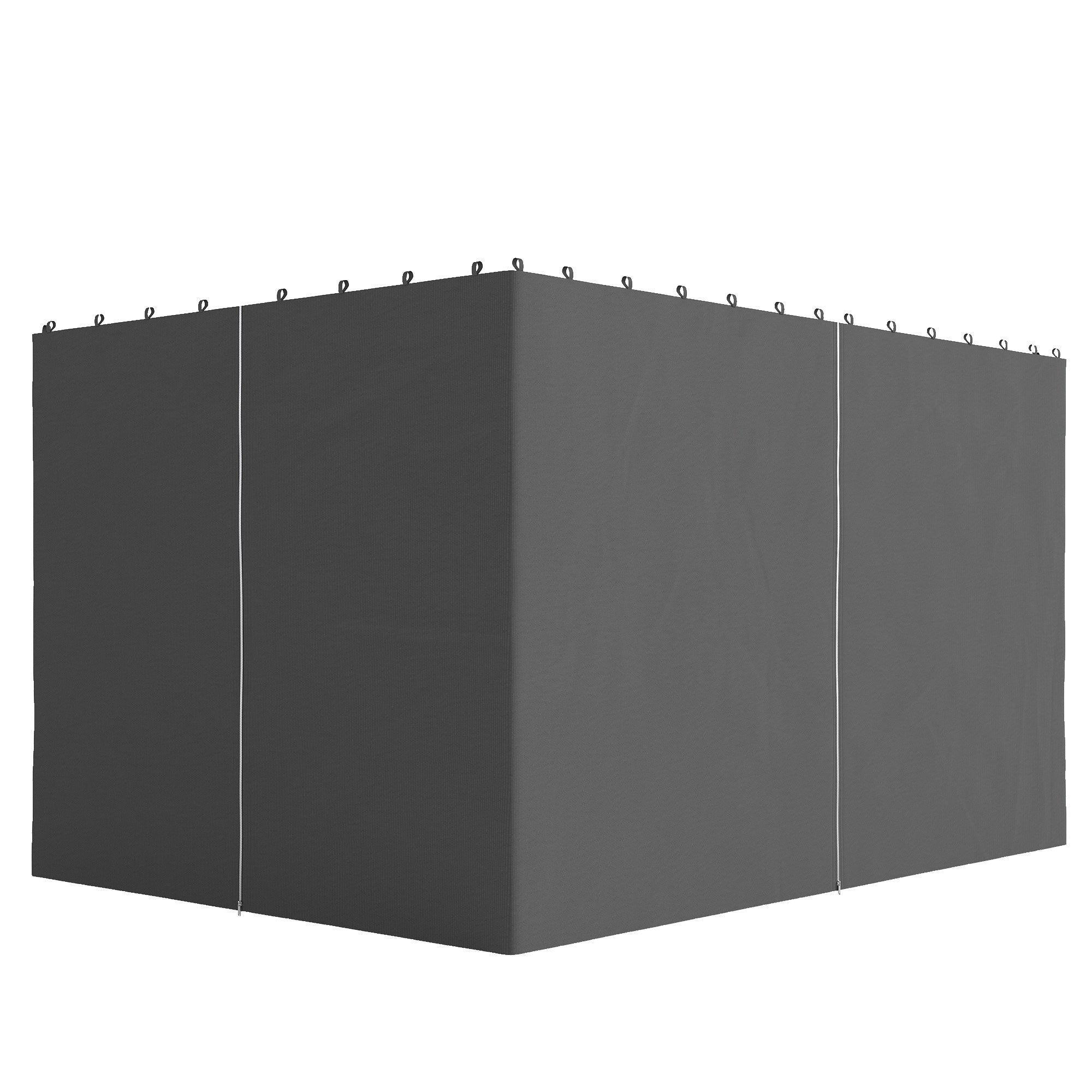 Gazebo Curtains, 10' x 13' Universal Replacement Privacy Curtain, 4-Panels Sidewall with Hooks/C-Rings, Grey