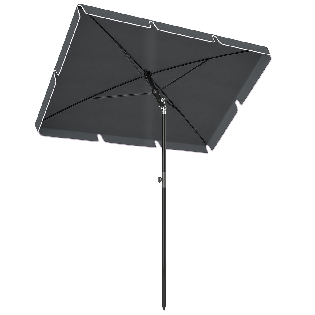 6.5x4ft Rectangle Patio Umbrella Aluminum Tilt Adjustable Garden Parasol Sun Shade Outdoor Canopy Grey