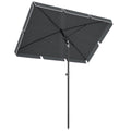 6.5x4ft Rectangle Patio Umbrella Aluminum Tilt Adjustable Garden Parasol Sun Shade Outdoor Canopy Grey