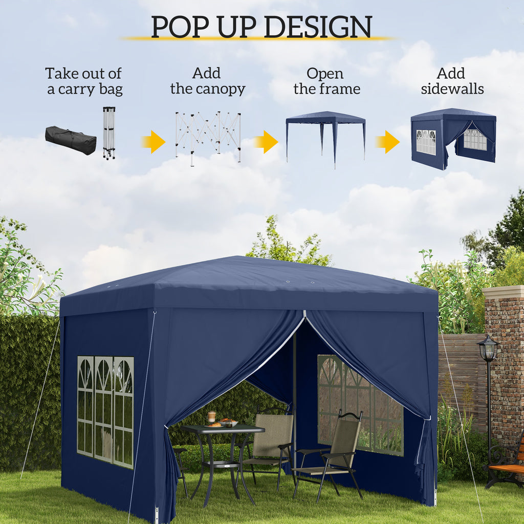 10'x10' Outdoor Pop Up Party Tent Wedding Gazebo Canopy with Carrying Bag (Blue)