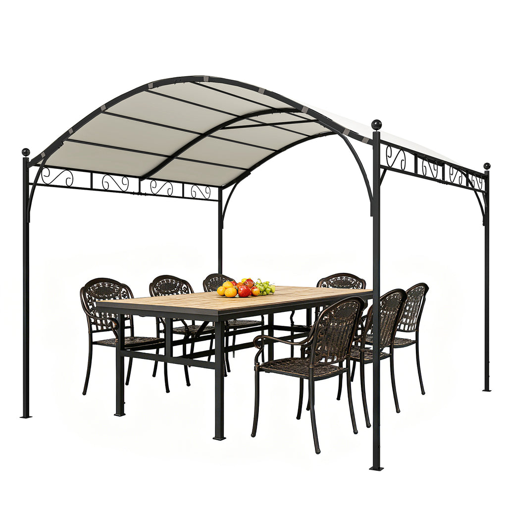 10' x 10' Outdoor Pergola with UV30+ Canopy Galvanized Steel Frame Sun Shade with Arched Top, Cream White