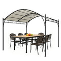 10' x 10' Outdoor Pergola with UV30+ Canopy Galvanized Steel Frame Sun Shade with Arched Top, Cream White