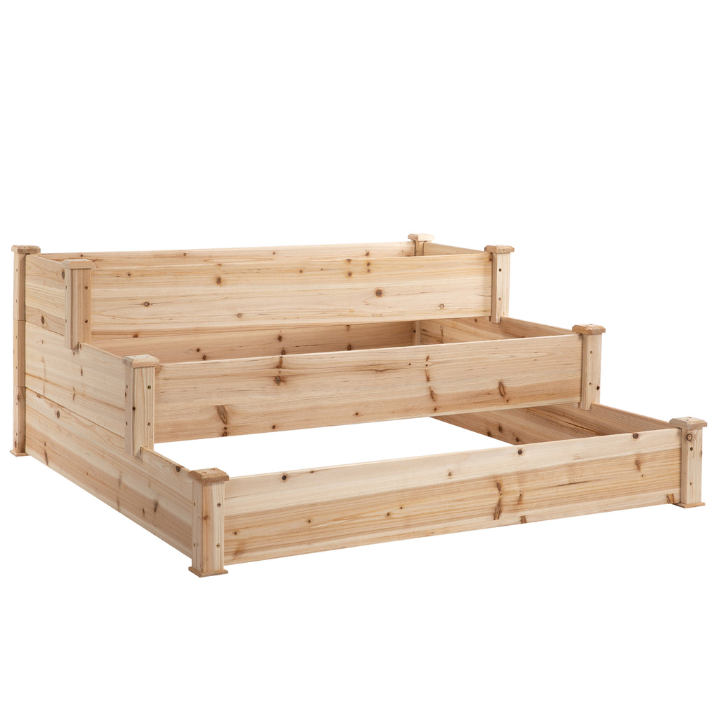 49" x 49" x 22" 3-Tier Raised Garden Bed Wooden Planter Kit Elevated Plant Box Stand for Yard, Patio, Natural