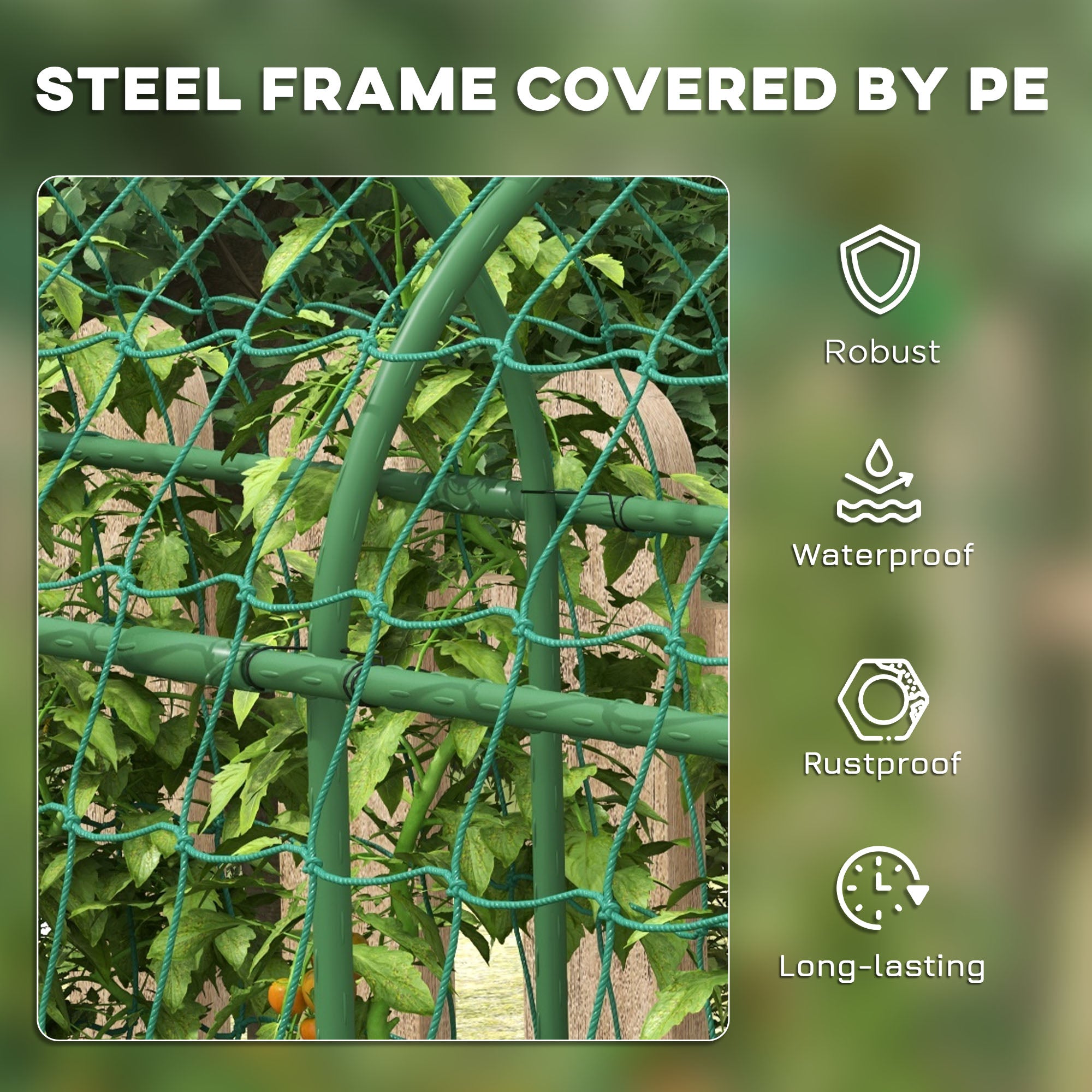 Metal Garden Trellis, Arch Trellis for Climbing Plants Outdoor, A-Frame, with Climbing Net, 17" x 72" x 72"