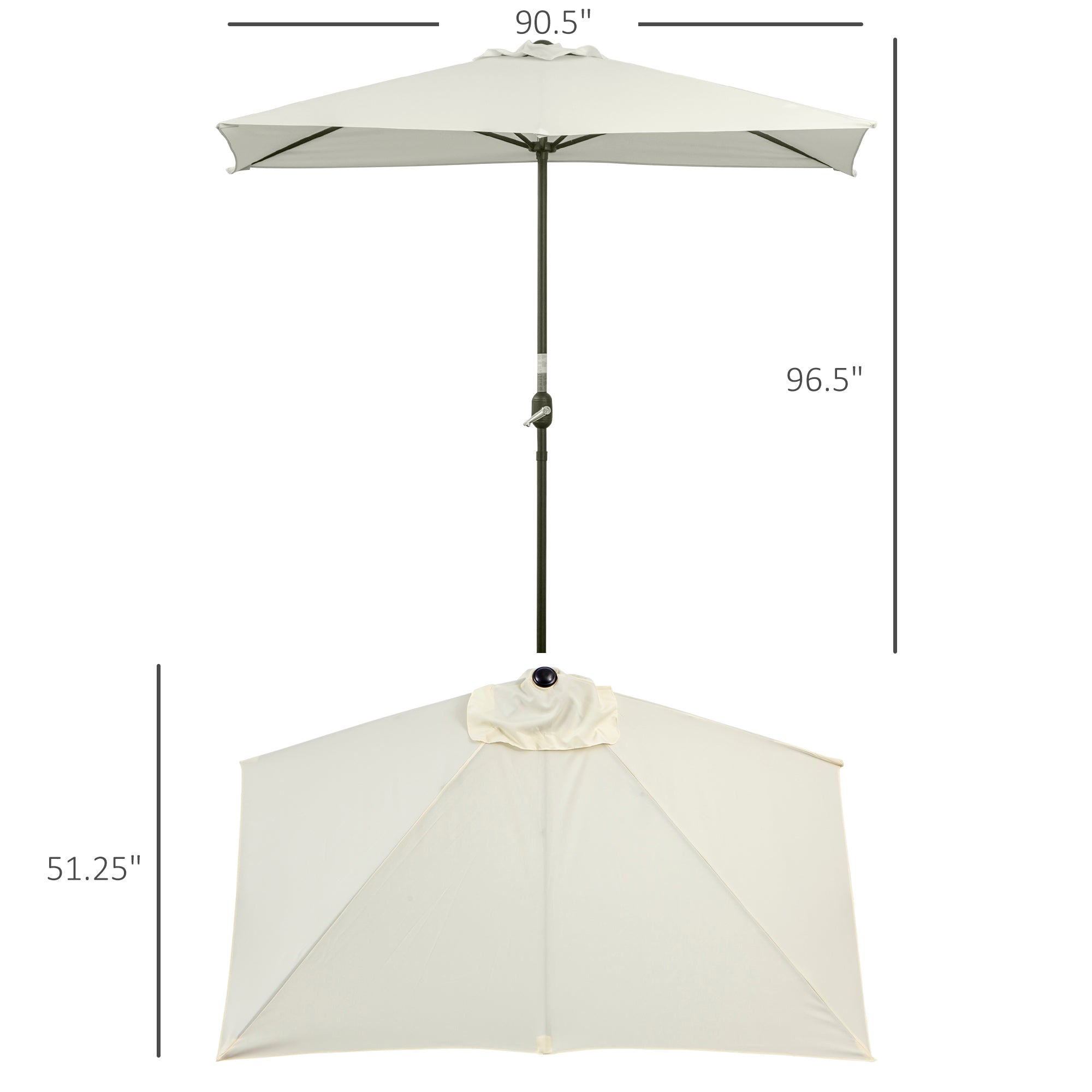 8ft Half Umbrella Outdoor Balcony Parasol Patio Garden Outdoor Window Sun Shade w/ 5 Ribs Beige