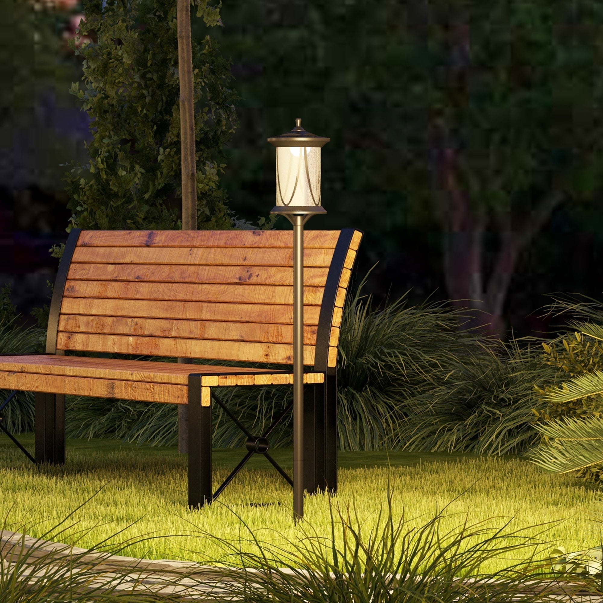 50" Solar Post Light, Cool White LED Outdoor Lamp, Waterproof IP44 for Patio, Garden, Backyard, Pathway