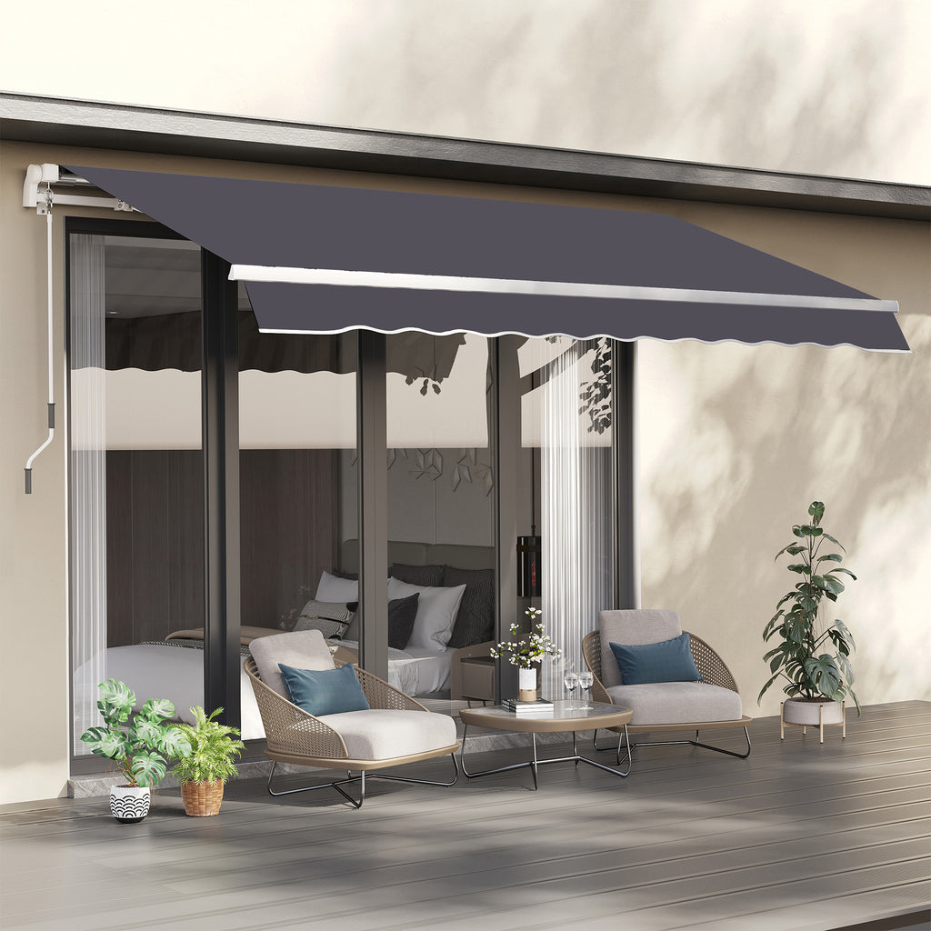 11' x 10' Retractable Awning Fabric Replacement Outdoor Sunshade Canopy Awning Cover, UV Protection, Grey