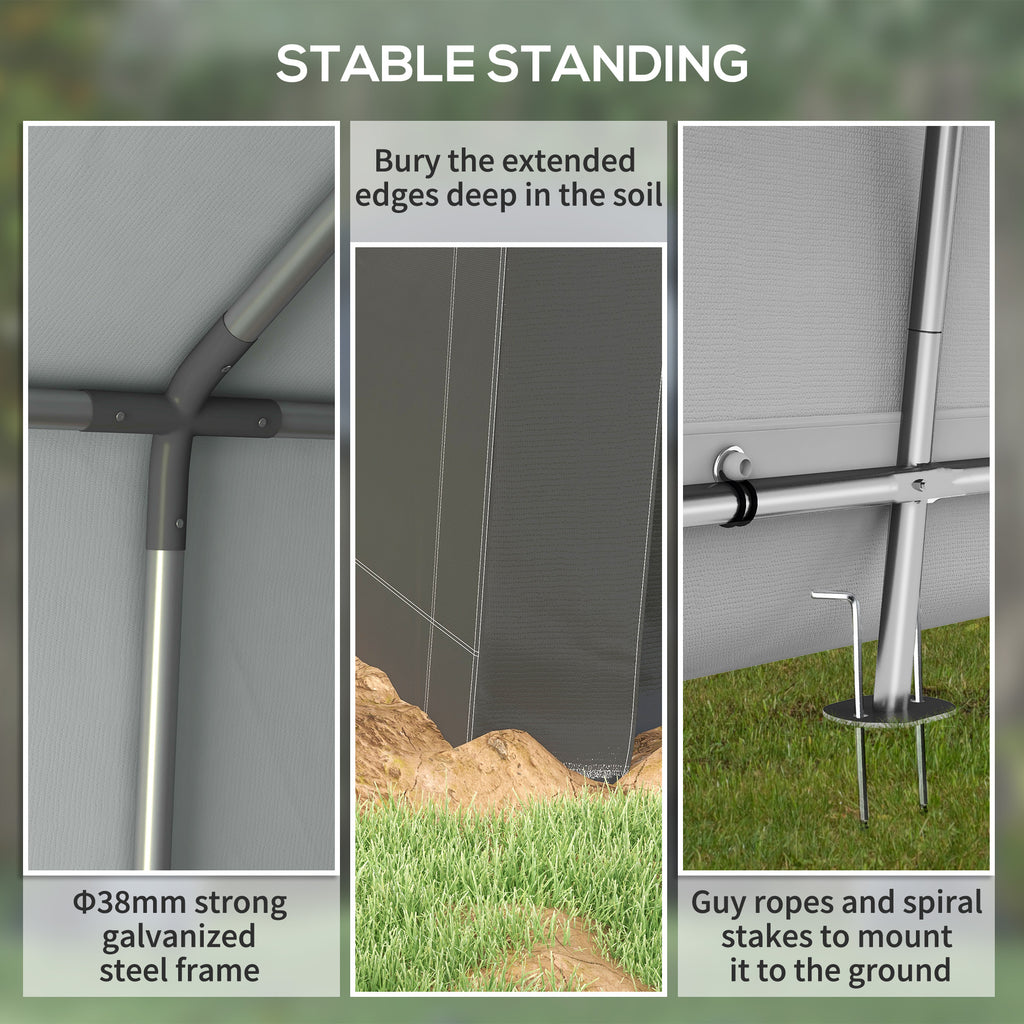 10' x 10' Outdoor Storage Shed Portable Garage with Roll-up Door for Motorcycle, Bike, Garden Tools, Dark Grey