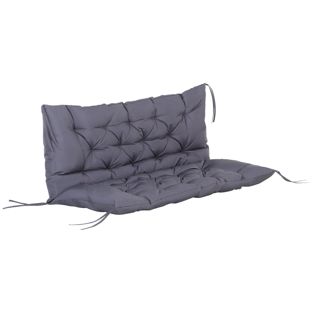 2 Seater Garden Bench Cushion, Soft Thick Outdoor Non-Slip 2 Seater Soft Pad With Backrest for Garden Patio, 52" x 43" x 4", Dark Grey