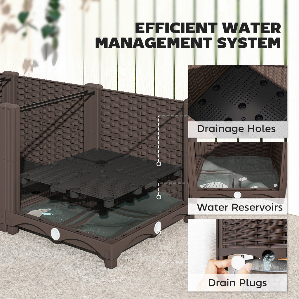 Plastic Raised Garden Bed, Outdoor Planter Box with Drainage Holes for Patio, Balcony, 47.2" x 15.7" x 14.6", Brown