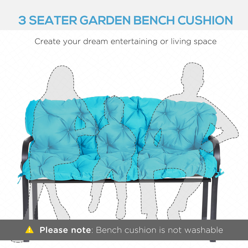 Porch Swing Cushion Garden Bench Cushion with Backrest, Non-Slip 3-Seater Soft Pad, Swing Chair Mat Replacement for Indoor and Outdoor, 59.1" x 38.6", Turquoise