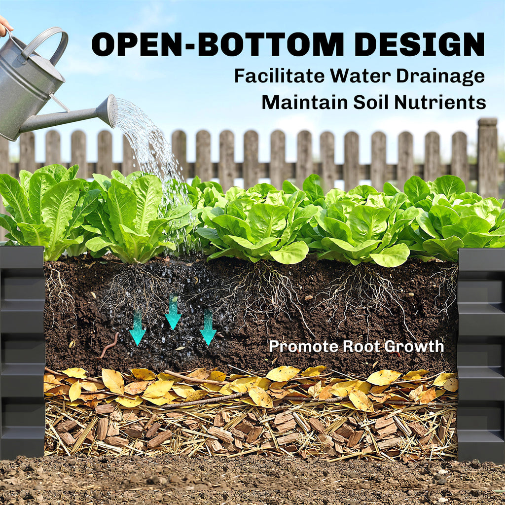L-Shaped Raised Garden Bed, 82" x 109" x 12" Galvanized Steel Planter Box with Multi-reinforced Rods for Vegetables, Flowers and Herbs, Dark Grey