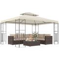 10x13ft Steel Gazebo Sun Shelter Patio Outdoor Party Event Canopy Vented Roof Cream White