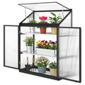 Polycarbonate Greenhouse with 2-Tier Shelves Gardening Green House for Patio Garden, Black