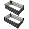 Set of 2 Galvanized Raised Beds for Garden, Outdoor Planter Box for Flowers, Herbs and Vegetables, Grey