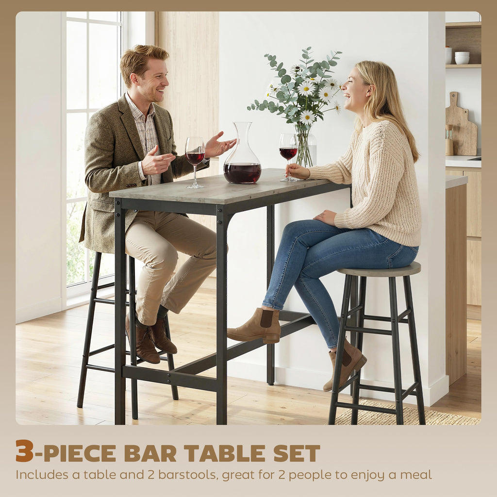 3-Piece Counter Height Bar Table and Chairs, Dining Table and Chairs Set for 2, Pub Table and Chairs