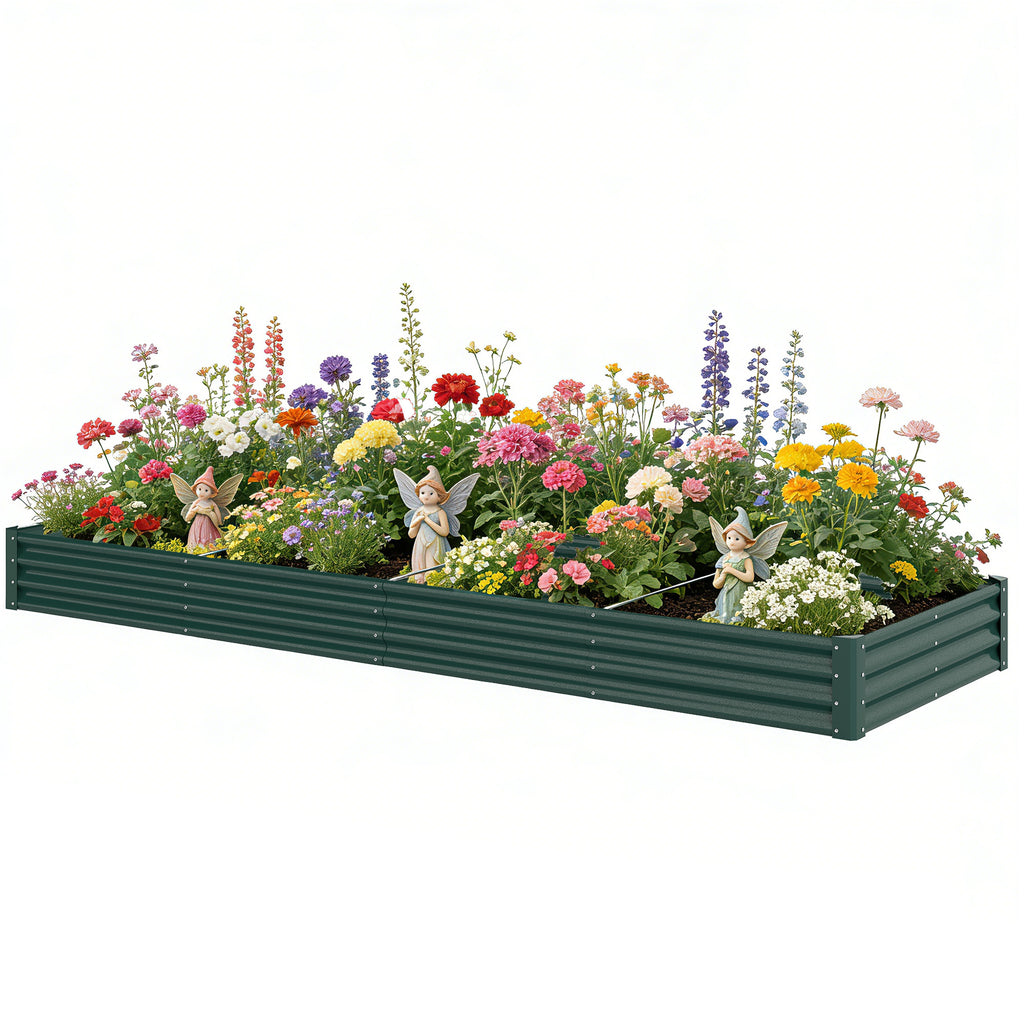 12 x 4 x 1ft Galvanized Raised Garden Bed, Reinforced Outdoor Planter Box with Open Bottom, Green