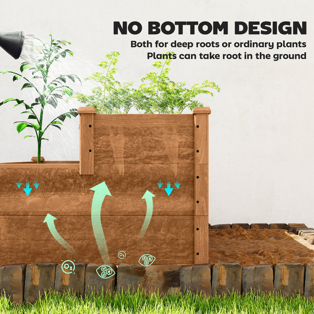 3-Tier Garden Bed Planter Box for Backyard, Patio, 49"x49"x22", Brown