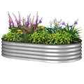 5' x 3' x 1' Large Outdoor Planter Box, Galvanized Raised Garden Bed with Metal Plant Stake, Silver
