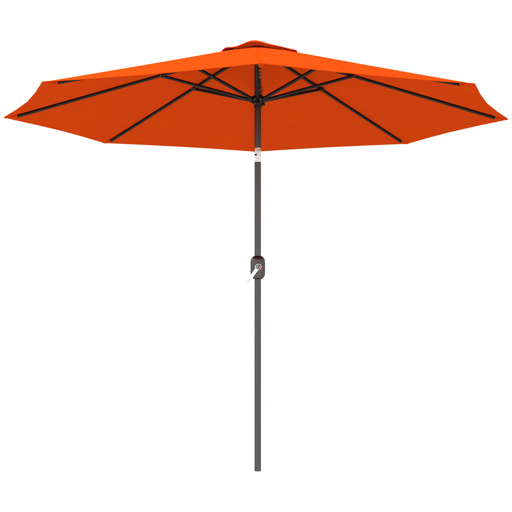 10' x 8' Round Market Umbrella, Patio Umbrella with Crank Handle and Tilt, Outdoor Parasol for Garden, Orange